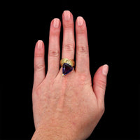 14K Yellow Gold Estate Amethyst and Diamond Ring