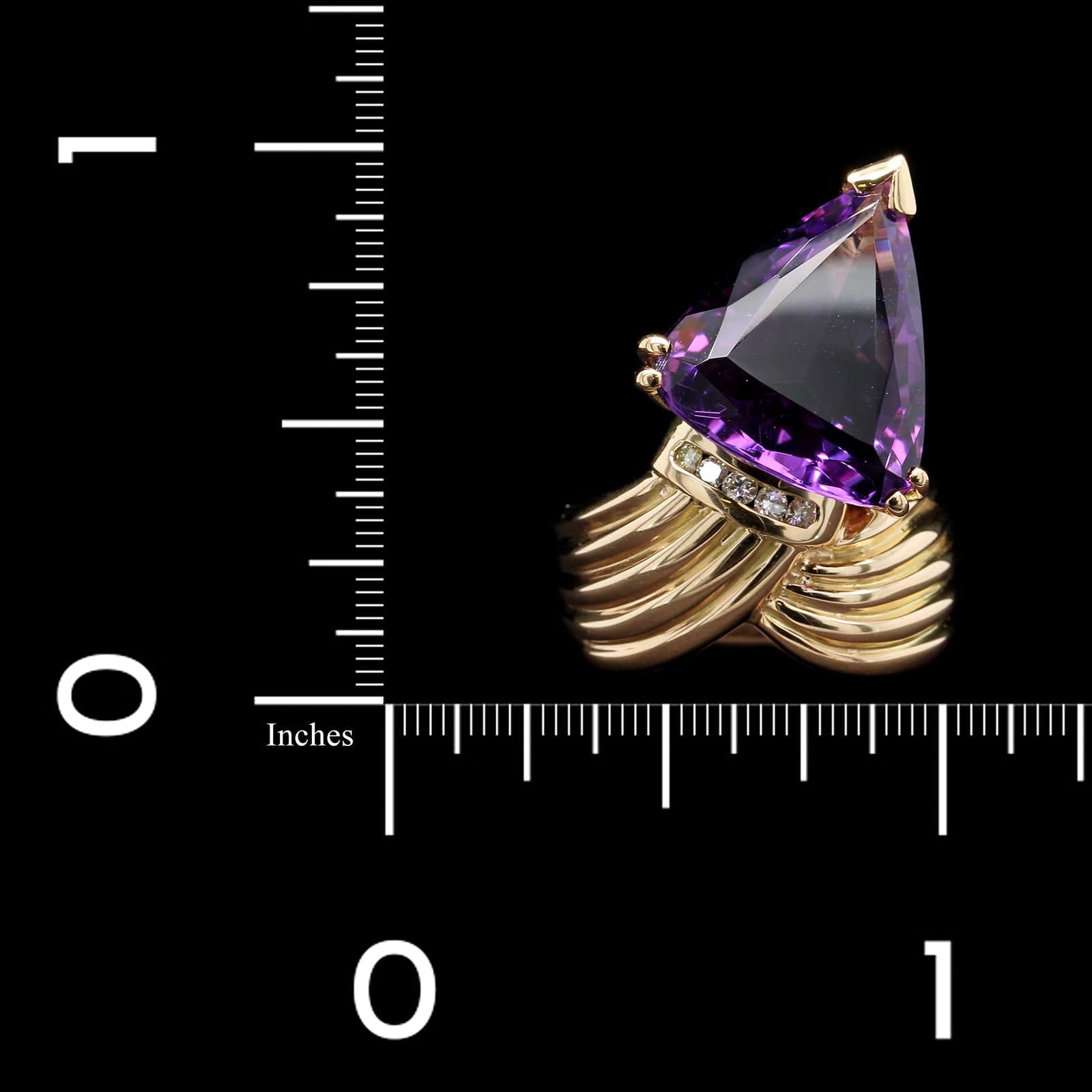 14K Yellow Gold Estate Amethyst and Diamond Ring