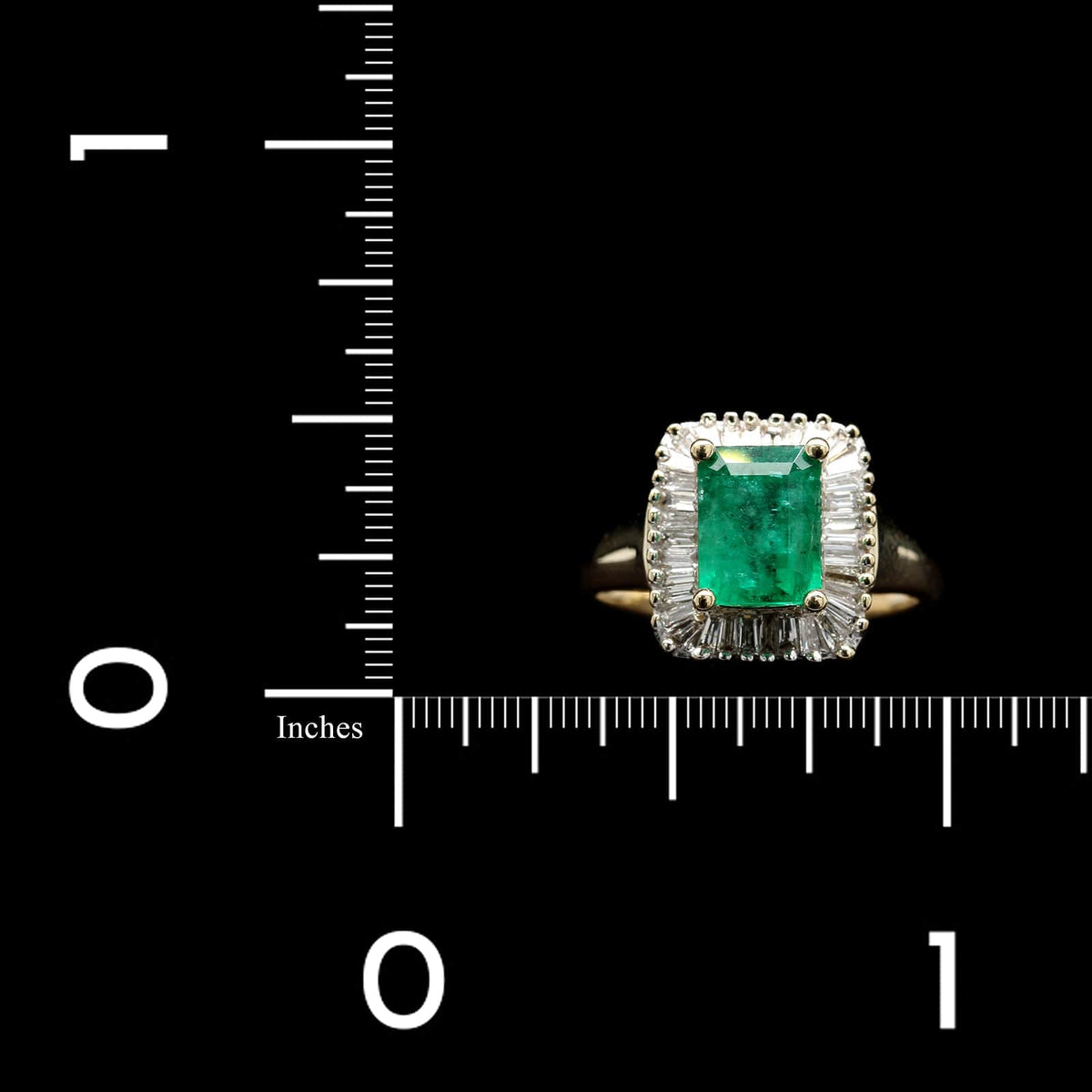 14K Yellow Gold Estate Emerald and Diamond Ring