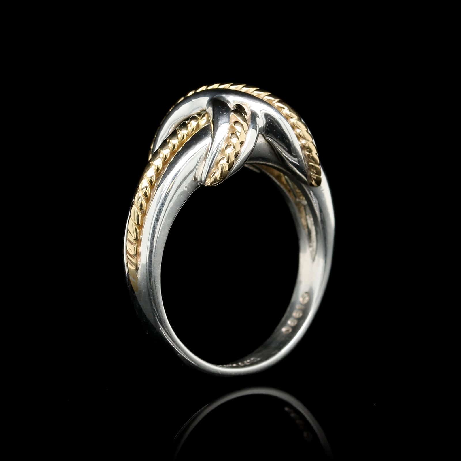 Tiffany & Co. Sterling Silver and 18K Yellow Gold Estate Signature X Ring