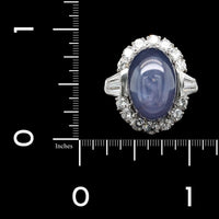 Estate Platinum Star Sapphire and Diamond Ring