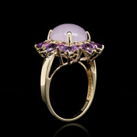 14K Yellow Gold Estate Lavender Jade and Amethyst Ring, 14k yellow gold, Long's Jewelers