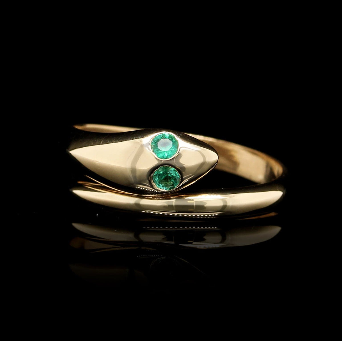 18K Yellow Gold Estate Snake Emerald Ring