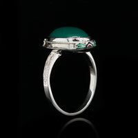 Vintage 14K White Gold Estate Green Onyx Ring