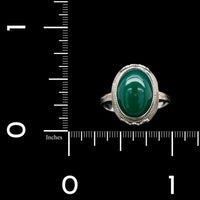 Vintage 14K White Gold Estate Green Onyx Ring