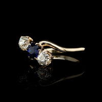 Vintage 14K Yellow Gold Estate Sapphire and Diamond Ring