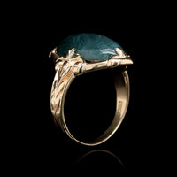 14K Yellow Gold Estate Moss Agate Ring