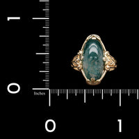 14K Yellow Gold Estate Moss Agate Ring