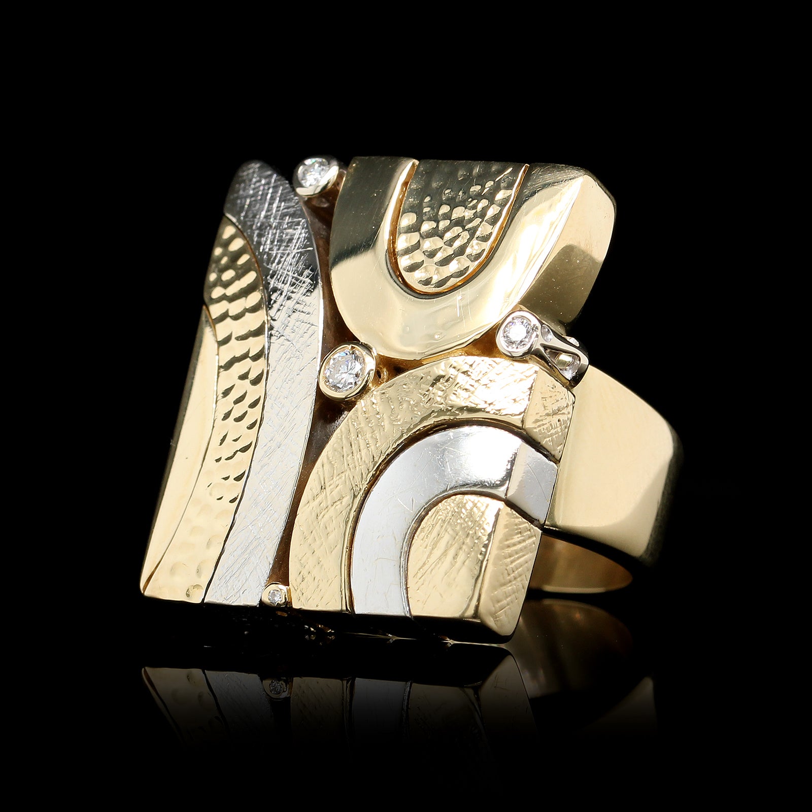 18K Two-tone Gold Estate Ponte Vecchio Gioielli Diamond Ring