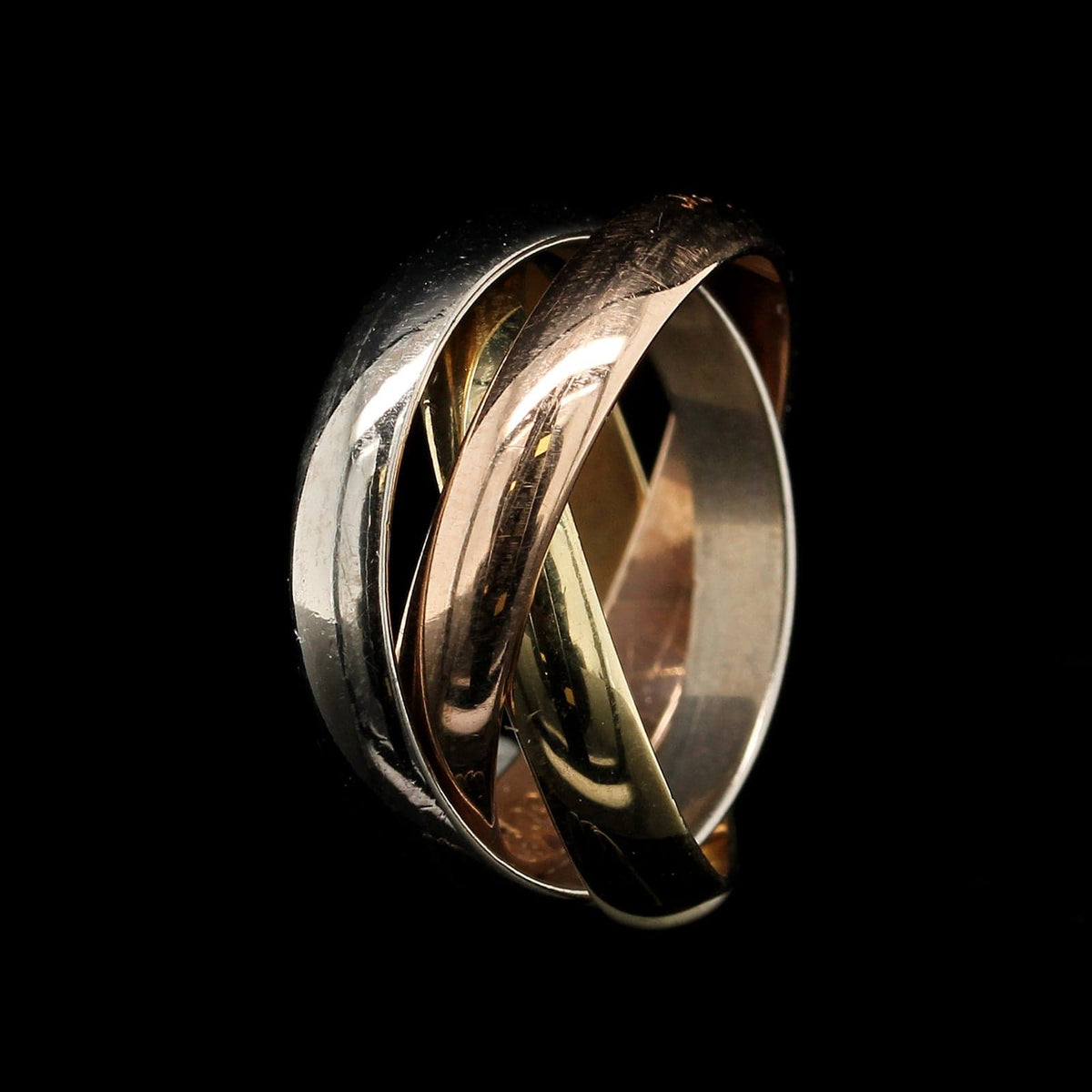 Cartier 18K Tricolor Gold Estate Trinity Rolling Ring