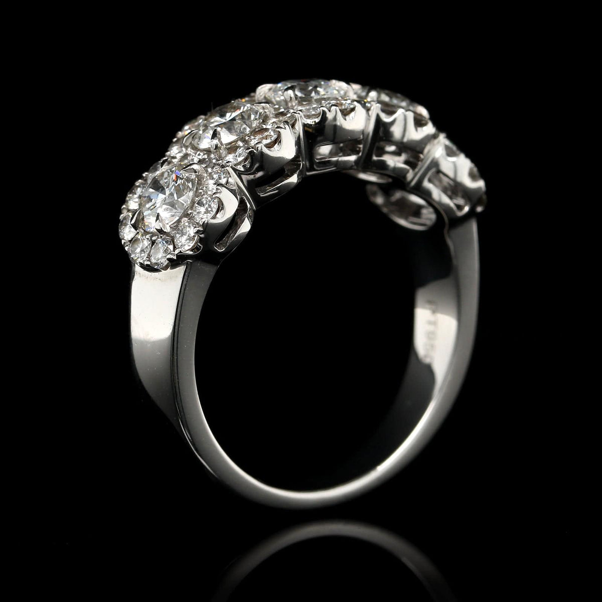 Platinum Estate Diamond Five Stone Halo Ring