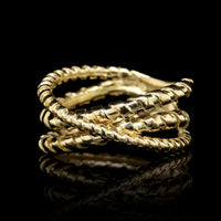18K Yellow Gold Estate Crossover Ring