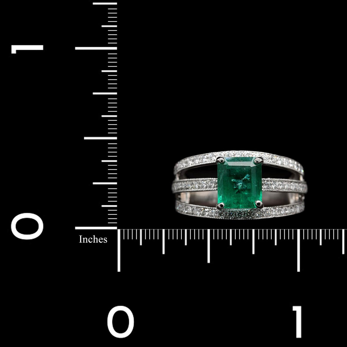 Platinum Estate Emerald and Diamond Ring