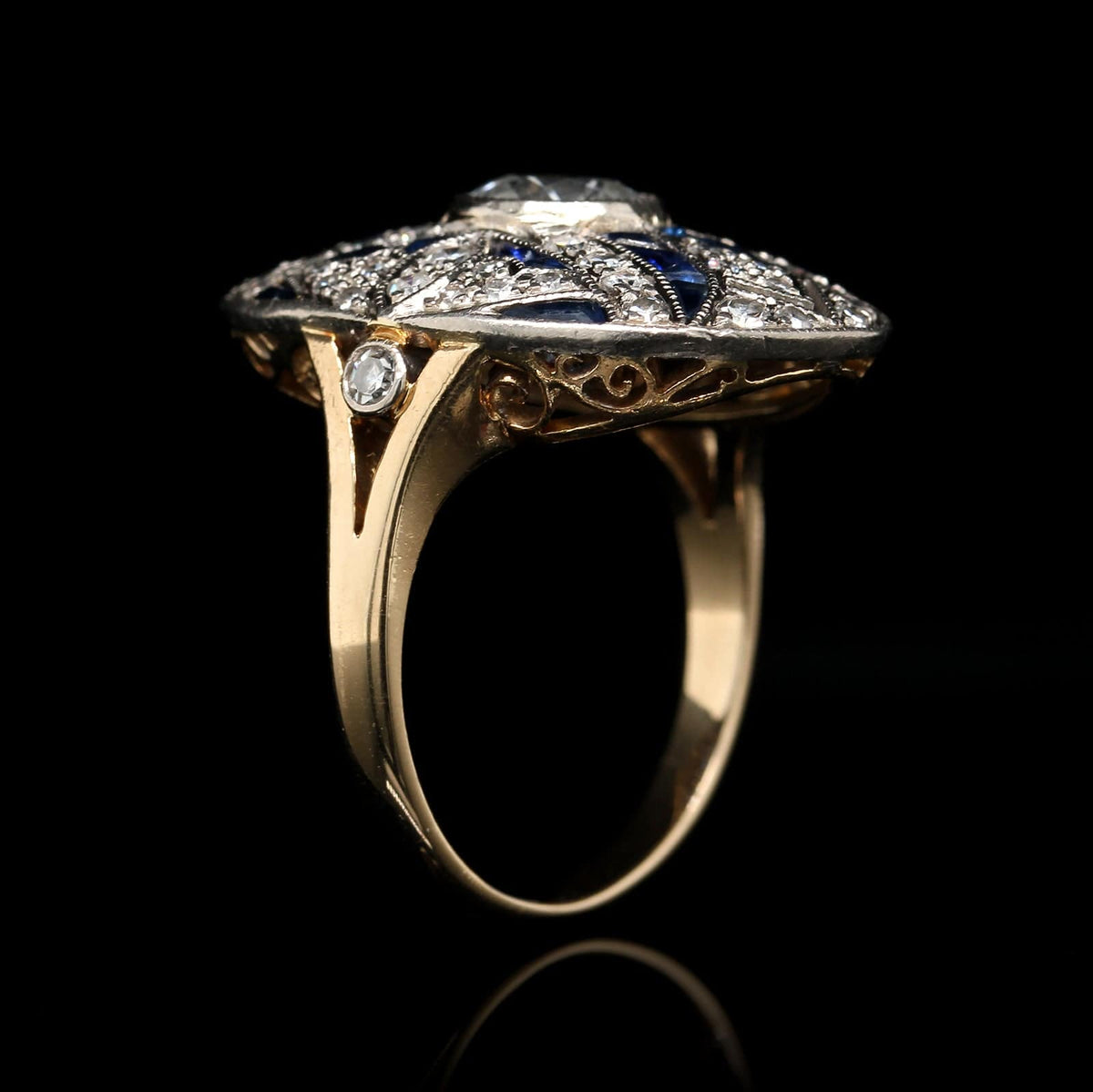 Antique Estate Diamond and Sapphire Ring