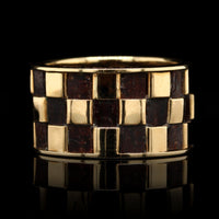 Van Cleef & Arpels 18K Yellow Gold Estate Wood Checkerboard Ring