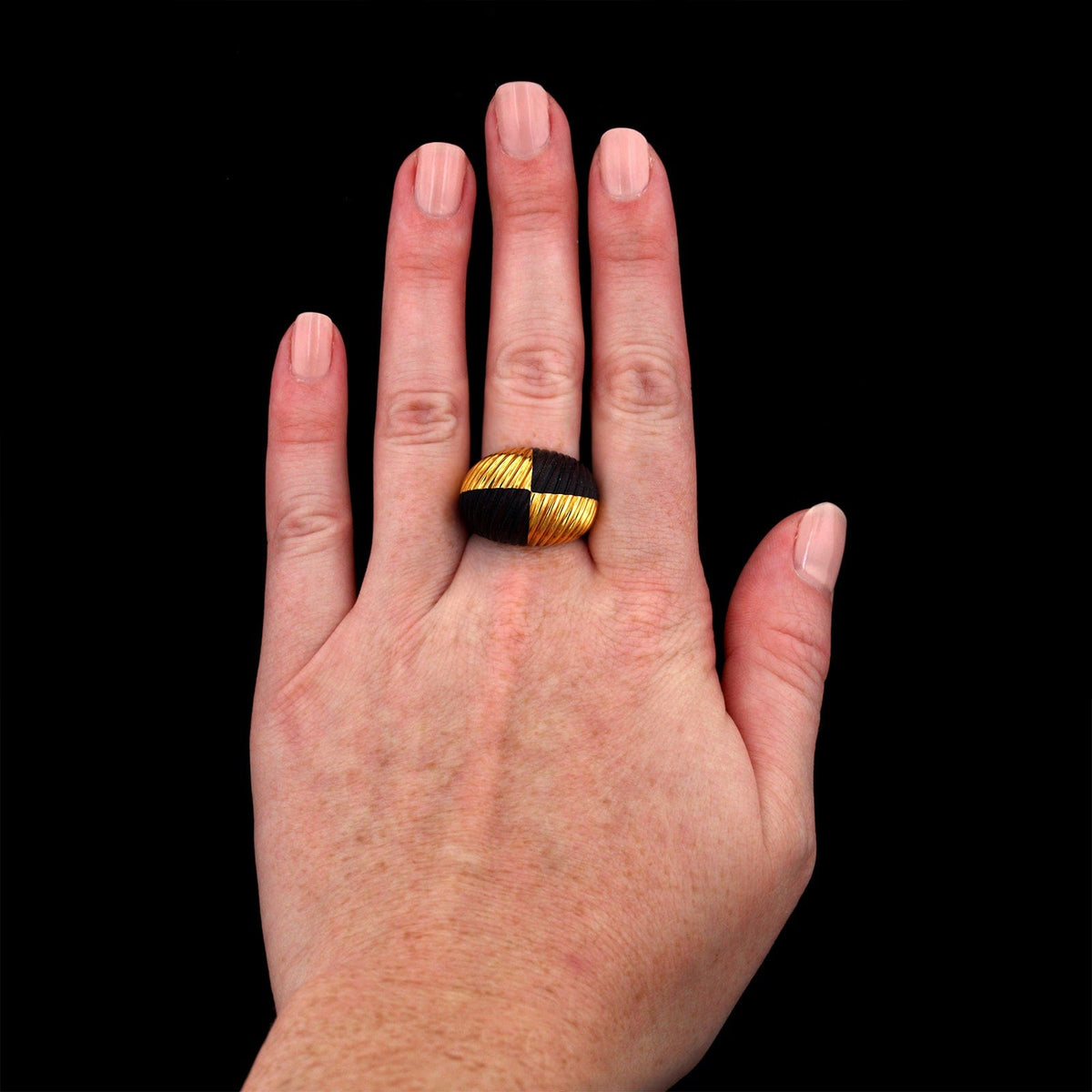 Van Cleef & Arpels 18K Yellow Gold Estate Wood Dome Ring