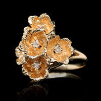 14K Yellow Gold Estate Diamond Flower Ring