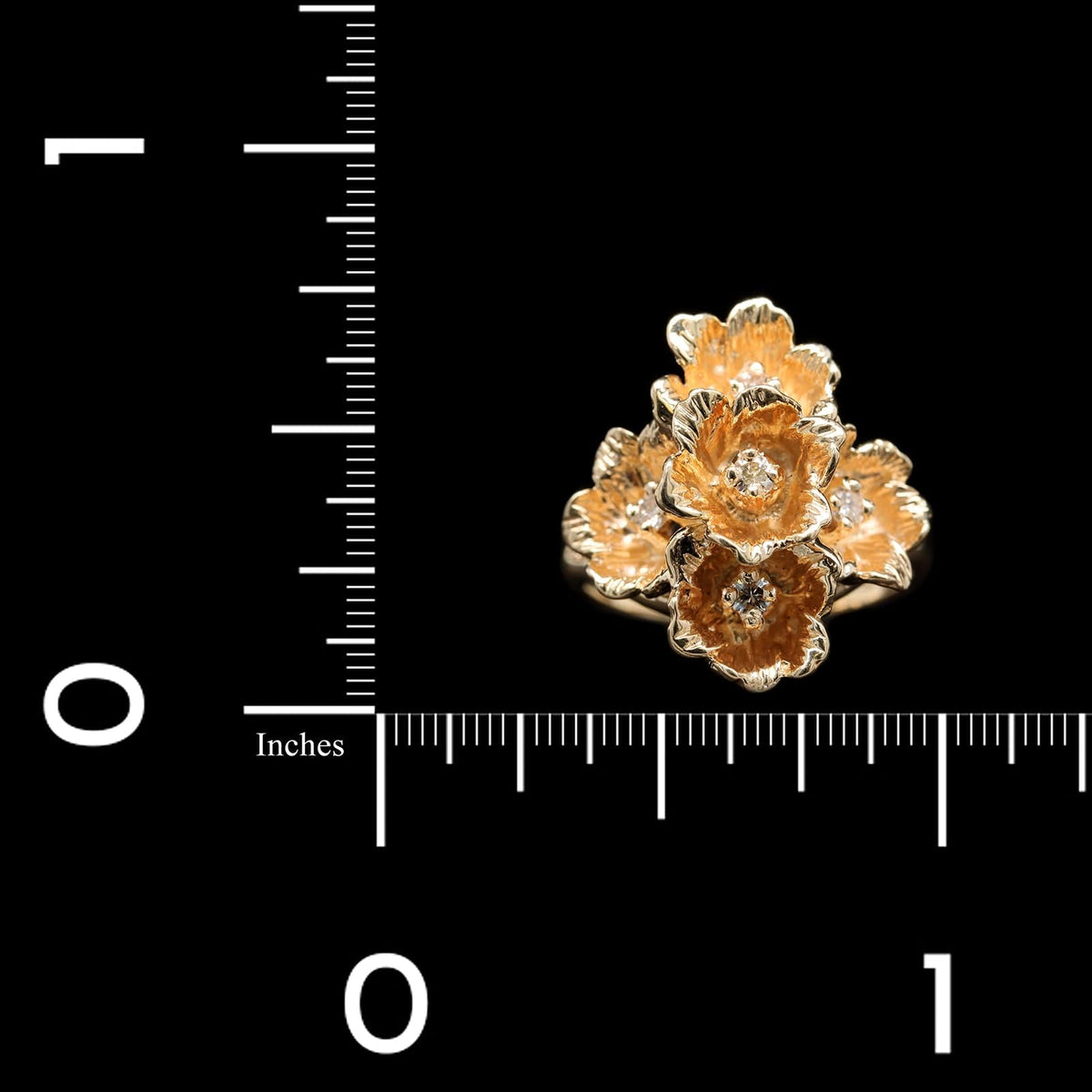 14K Yellow Gold Estate Diamond Flower Ring