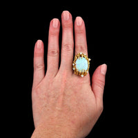14K Yellow Gold Estate Opal and Diamond Ring