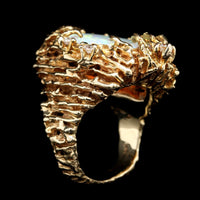14K Yellow Gold Estate Opal and Diamond Ring