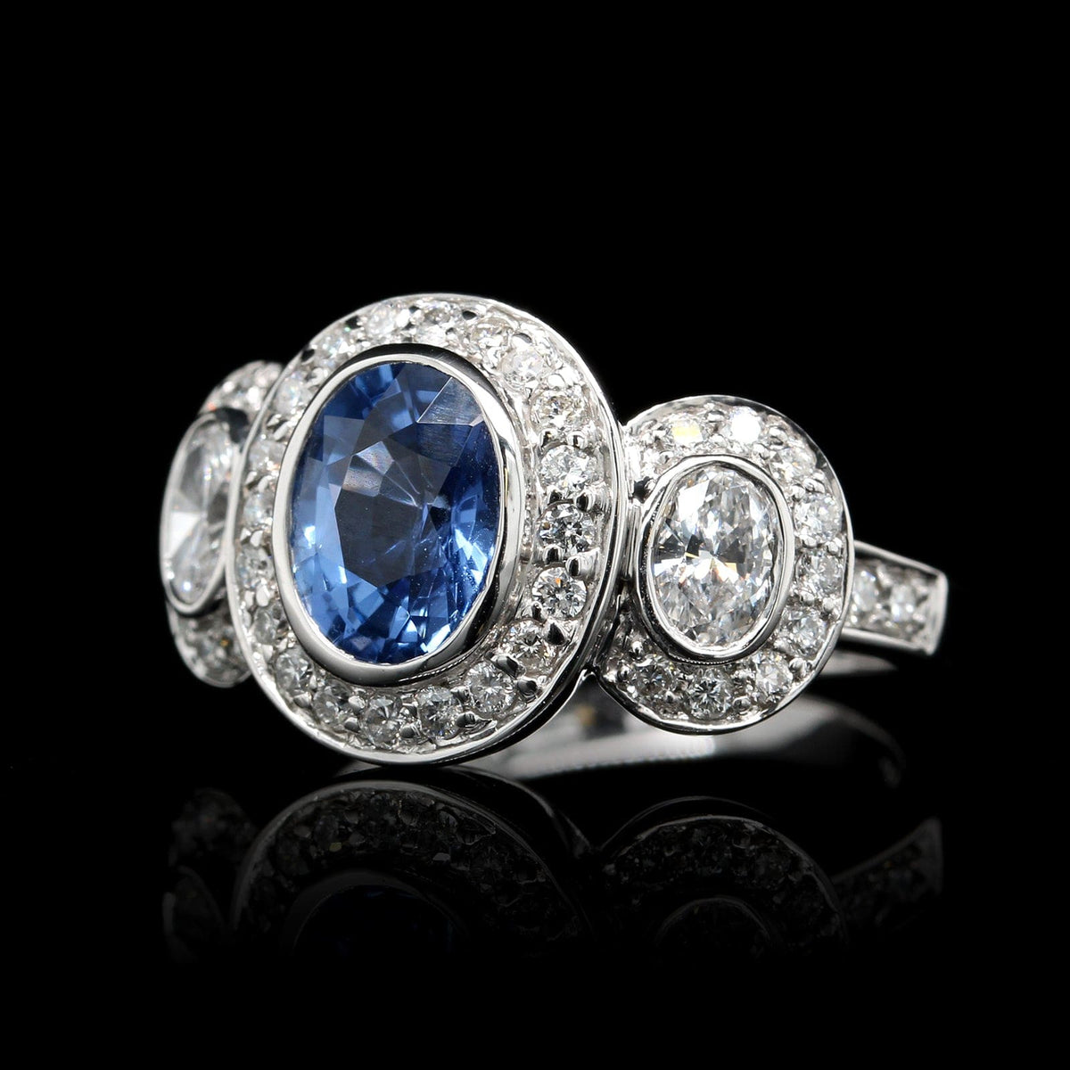 18k White Gold Estate Sapphire and Diamond Ring