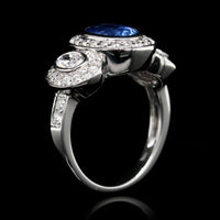 18k White Gold Estate Sapphire and Diamond Ring