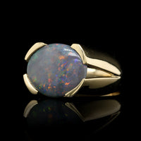 18K Yellow Gold Estate Black Opal Ring
