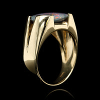 18K Yellow Gold Estate Black Opal Ring