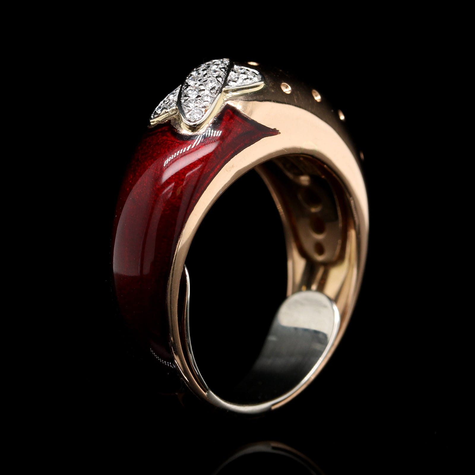 La Nouvelle Bague 18K Rose Gold Estate Diamond and Enamel Ring