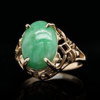 14K Yellow Gold Estate Jadeite Ring