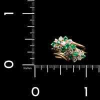 14K Yellow Gold Estate Emerald and Diamond Ring