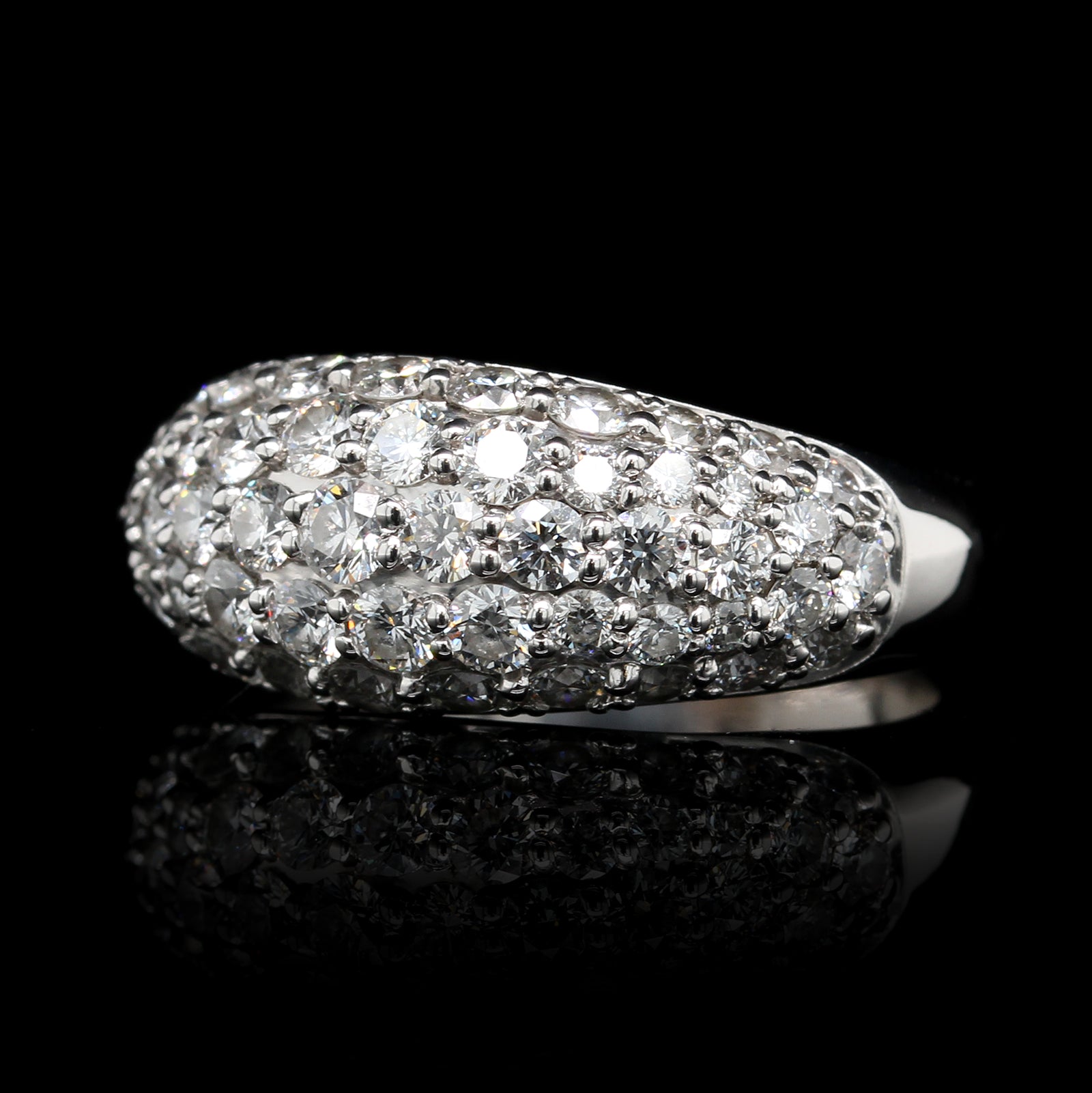 18K White Gold Estate Pave Dome Ring