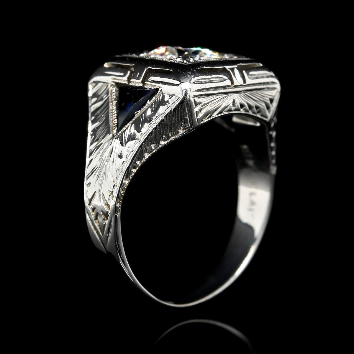 Vintage Belais 18K White Gold Estate Diamond Ring