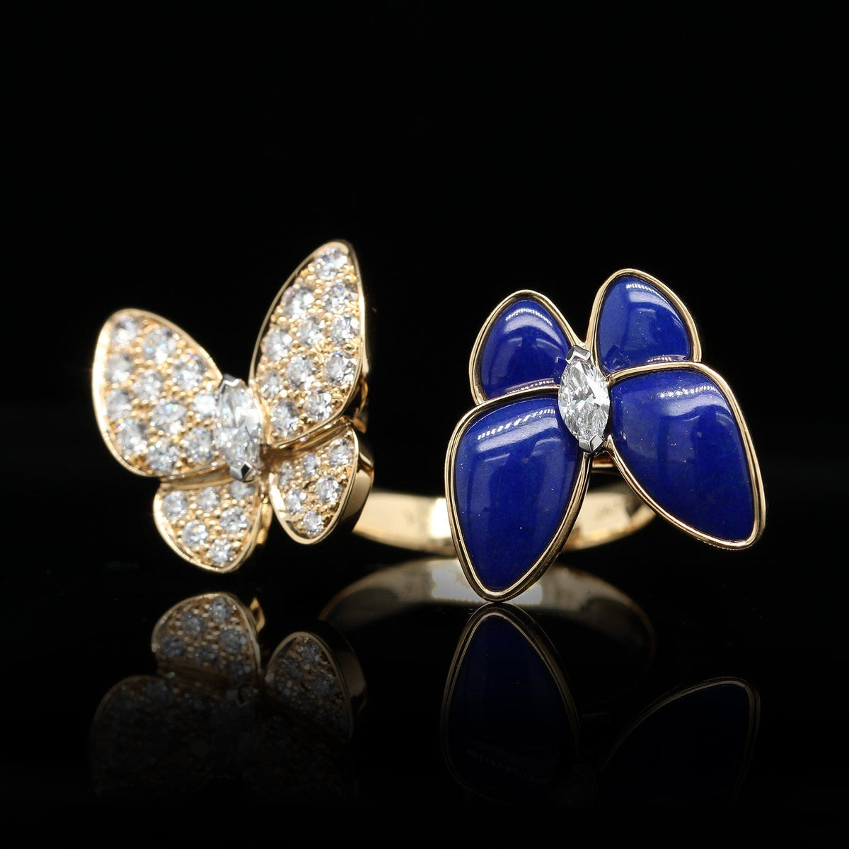 Van Cleef & Arpels 18K Yellow Gold Estate 'Two Butterfly' Diamond