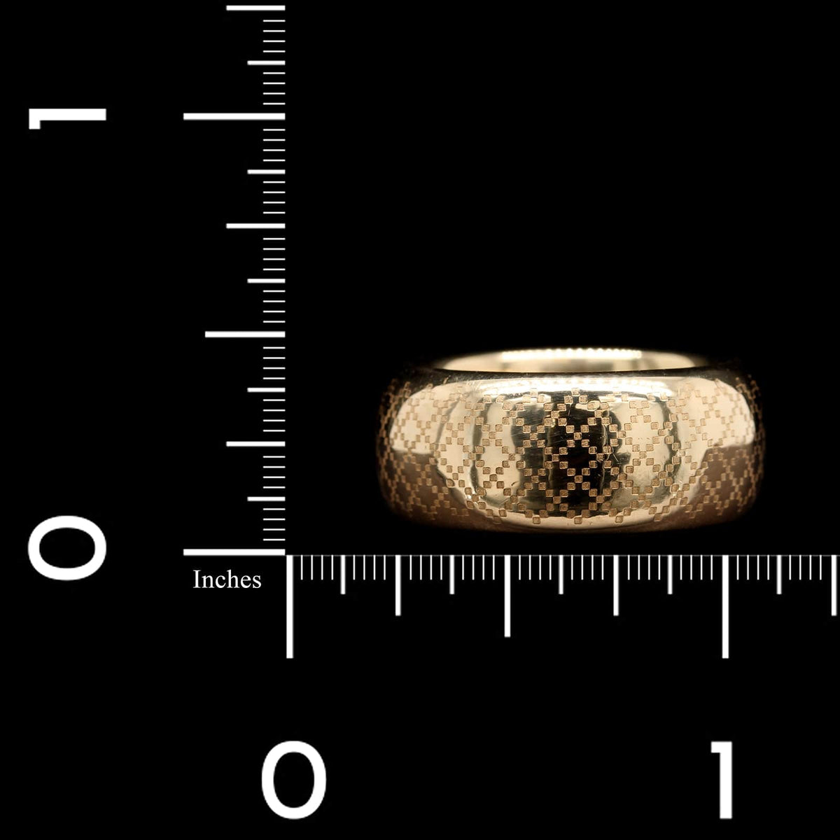 Gucci 18K Yellow Gold Estate Icon Logo Wide Band Ring