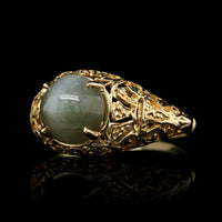 18K Yellow Gold Estate Cat's Eye Chrysoberyl Ring