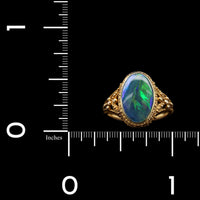 14K Yellow Gold Estate Black Opal Ring