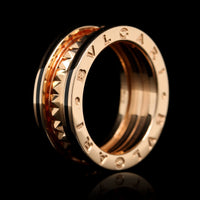 Bulgari 18K Rose Gold Estate Ceramic 'B.zero1 Rock' Ring