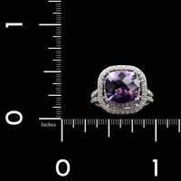14K White Gold Estate Amethyst and Diamond Ring