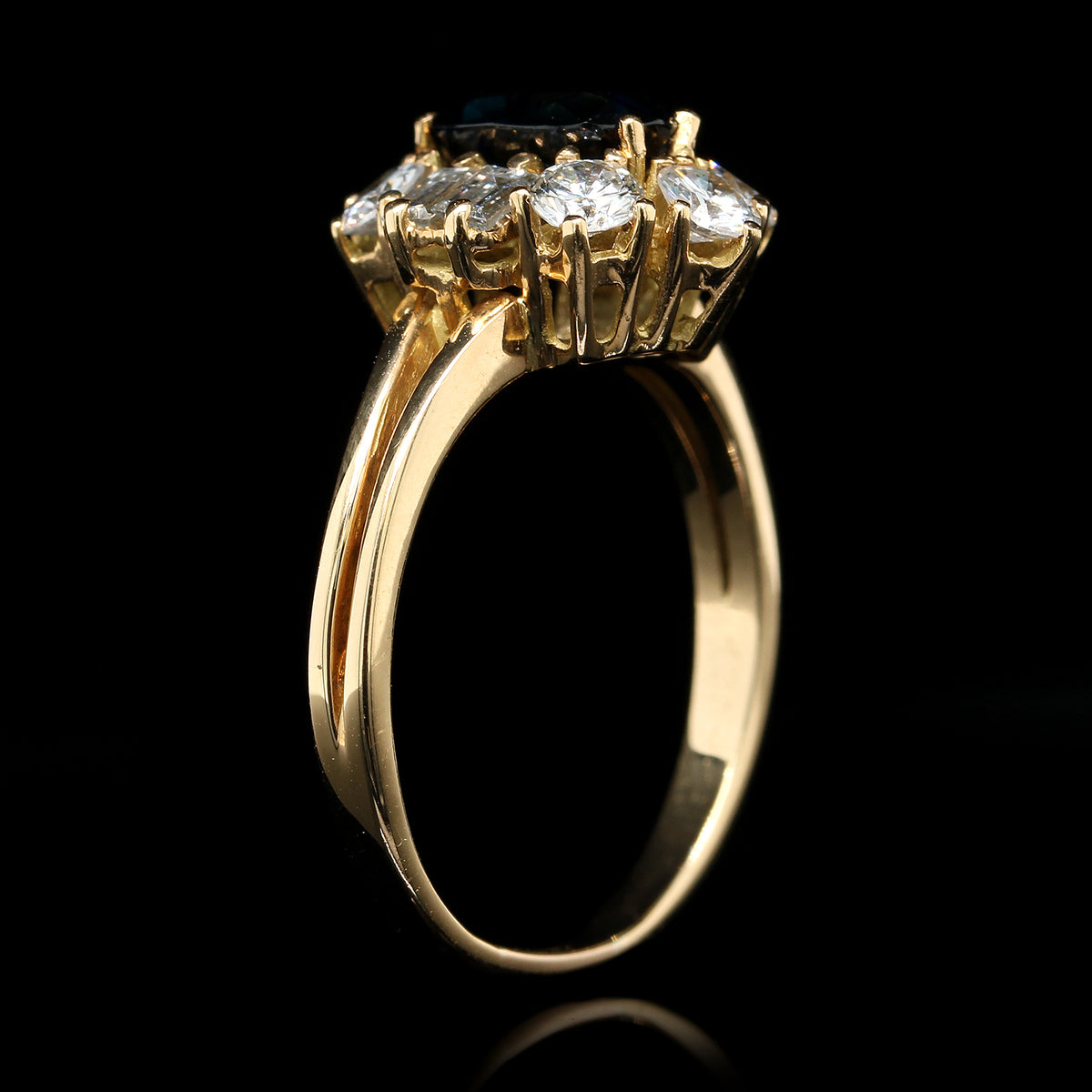 18K Yellow Gold Estate Sapphire and Diamond Ring