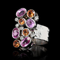 14K White Gold Estate Diamond and Gem Set Ring