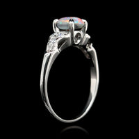Jabel Platinum Estate Opal and Diamond Ring