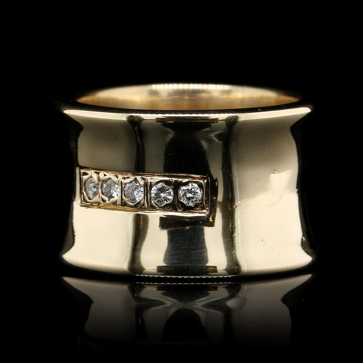 14K Yellow Gold Estate Diamond Wide Band