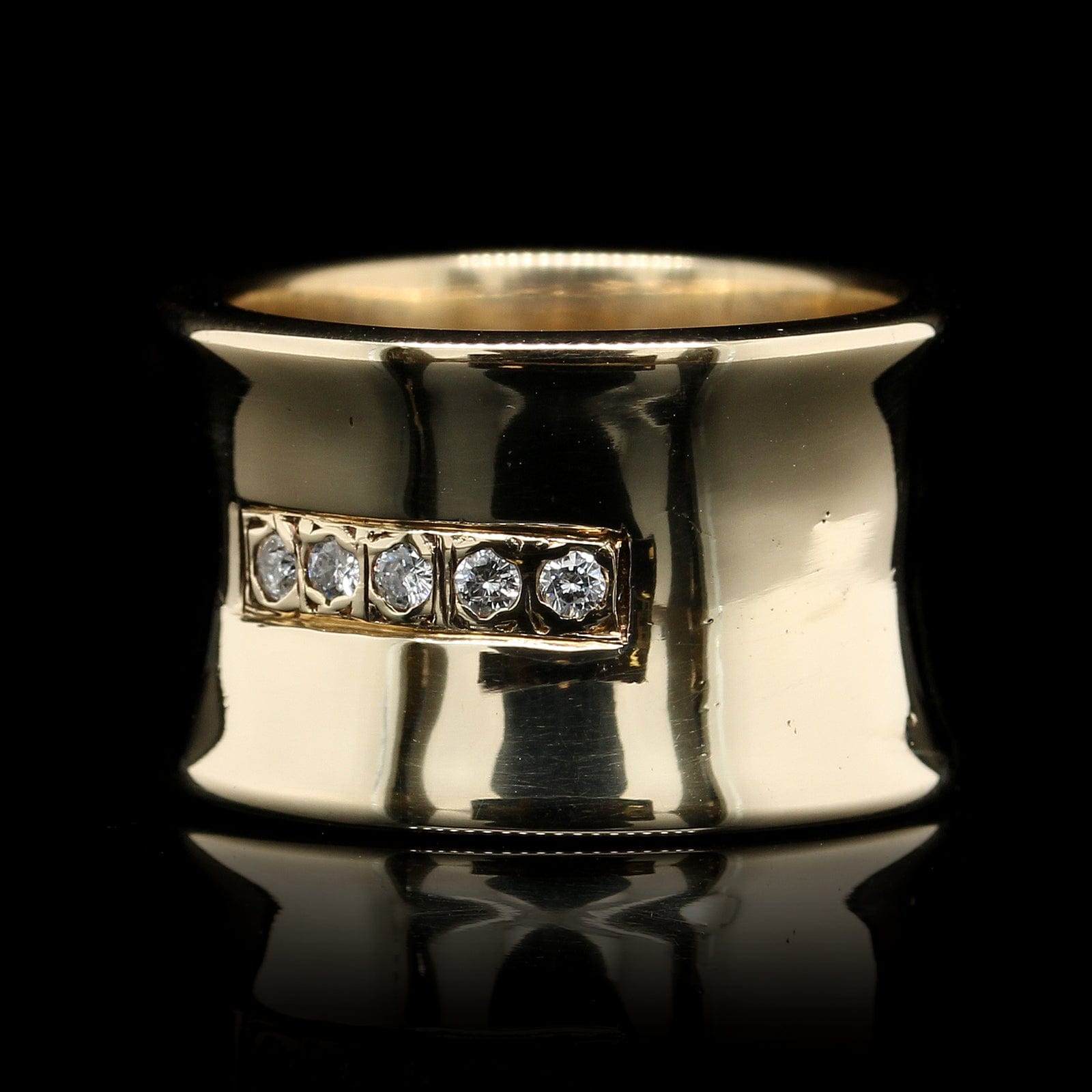 14K Yellow Gold Estate Diamond Wide Band