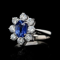 18K White Gold Estate Sapphire and Diamond Ring