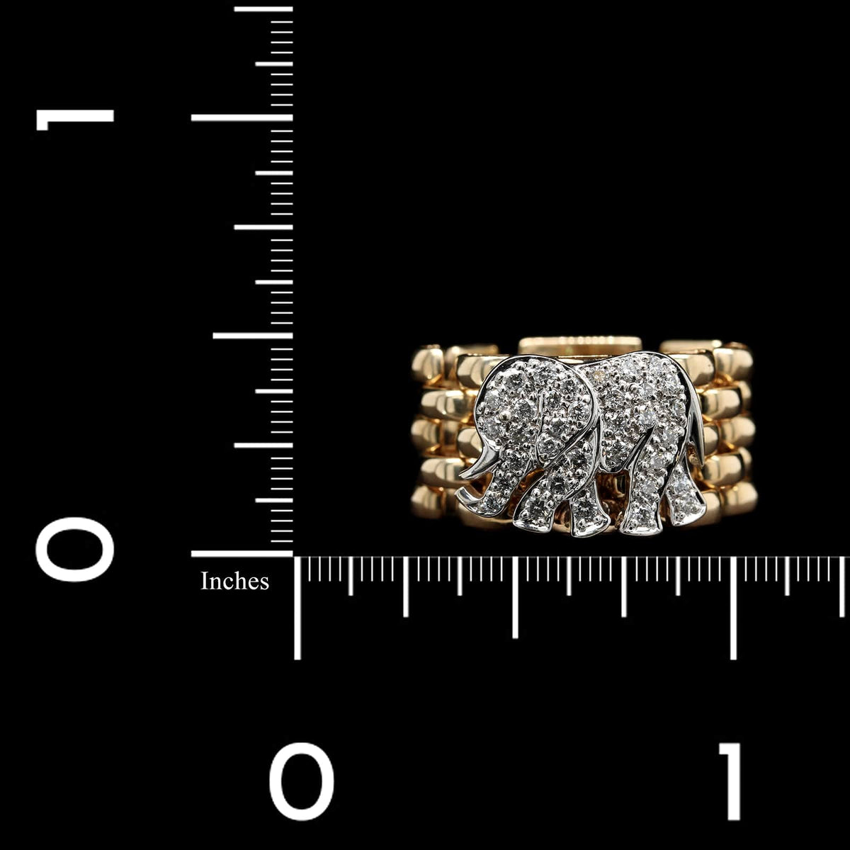 Sonia B. 14K Two-tone Flexible Gold Estate Diamond Elephant Ring