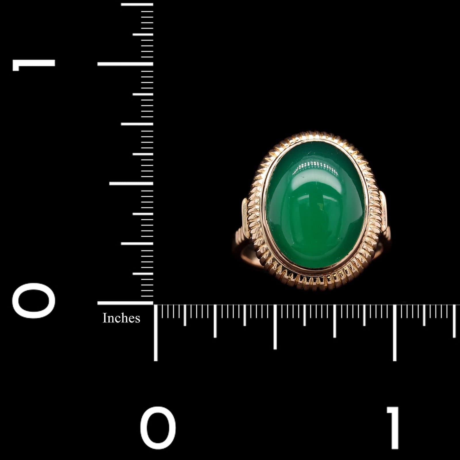 18K Rose Gold Estate Green Onyx Ring