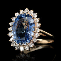 14K Yellow Gold Estate Sapphire and Diamond Ring