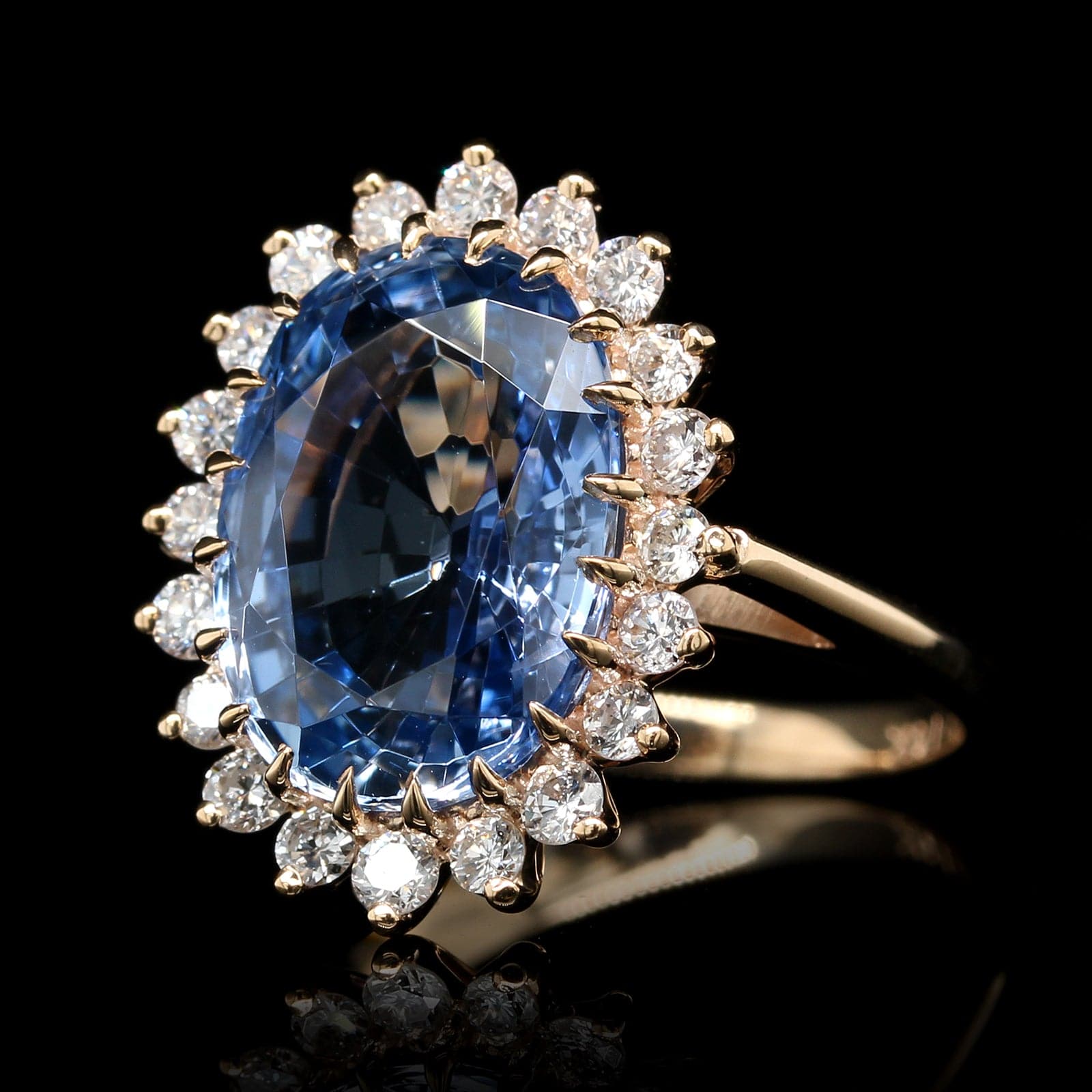 14K Yellow Gold Estate Sapphire and Diamond Ring