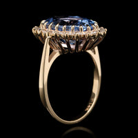 14K Yellow Gold Estate Sapphire and Diamond Ring